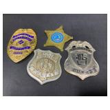 Various Law Enforcement Badges & Belt Buckle