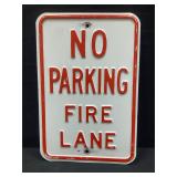 No Parking Fire Lane Embossed Street Sign