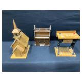 Church & Piano Music Boxes, & School Desk