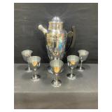 Art Deco Chrome Shaker with 5 Cups