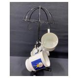 Morton Salt Mug Set with Metal Umbrella Stand