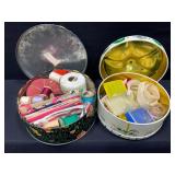 Sewing Supplies in Two Vintage Tins