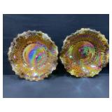 Carnival Glass Diamond Point Pattern Plates