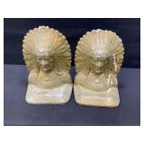 Cast Metal Native American Chief Bookends