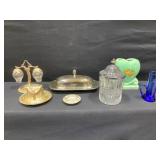 Antique Lot Vase, S&P, Butter Dish, & More