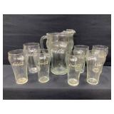 Coca-Cola Vintage Glass Pitcher & 7 Glasses