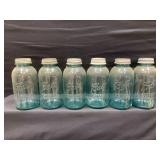 Blue Mason Jars with Zinc Lids Lot of 6