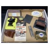 Antique Lot Advertising, Record Book, Harmonica
