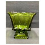 Indiana Glass Avocado Green Pedestal Dish