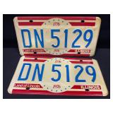 Illinois 1976 License Plate Pairs