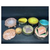 Art Deco Vanity Powder Jars with Lids