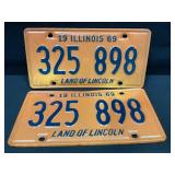 Illinois 1969 License Plate Pairs