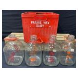 Prairie View Dairy Crate & Various Milk Bottles