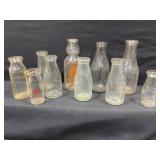 Various Vintage Milk Bottles