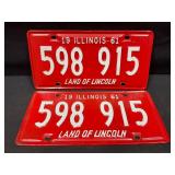 Illinois 1961 License Plate Pairs