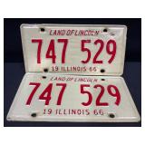 Illinois 1966 License Plate Pairs