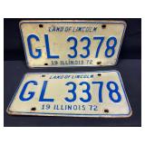 Illinois 1972 License Plate Pairs