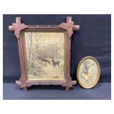 Vintage Deer Picture & Rabbit Picture