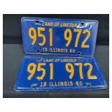 Illinois 1960 License Plate Pairs