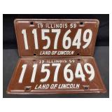 Illinois 1959 License Plate Pairs