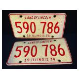 Illinois 1974 License Plate Pairs