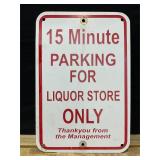 Parking for Liquor Store Metal Sign