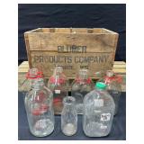 Blumer Wood Crate & Various Milk Bottles