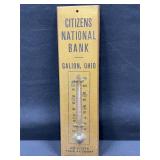 Citizens National Bank Wooden Thermometer