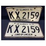 Illinois 1971 License Plate Pairs