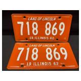 Illinois 1962 License Plate Pairs