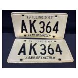 Illinois 1967 License Plate Pairs