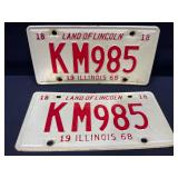 Illinois 1968 License Plate Pairs