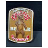 Grizzly Beer Bar Top Sign