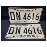 Illinois 1978 License Plate Pairs