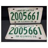 Illinois 1956 License Plate Pairs