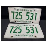 Illinois 1965 License Plate Pairs