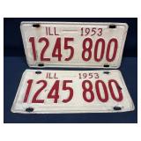 Illinois 1953 License Plate Pairs