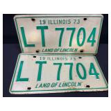 Illinois 1973 License Plate Pairs
