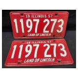 Illinois 1957 License Plate Pairs