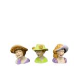 Ceramic Lady Heads Lot of 3