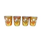 Fenton Magnolia Marigold Carnival Glasses Set of 4