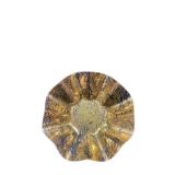 Gold Luster Pressed Glass Ruffled Bowl
