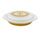 Pyrex Butterfly Gold Divided Casserole Dish w/ Lid