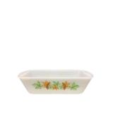 GlasBake Milk Glass Autumn Maple Leaf Loaf Pan