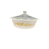 Glasbake Golden Wheat Milk Glass Casserole Dish