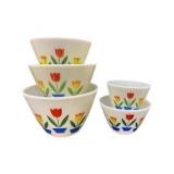 Fire-King Tulip Mixing Bowl Set of 5