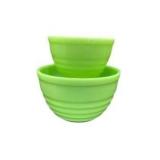 Jeanette Glass Jadeite Ribbed Bowls Set of 2