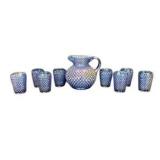 Blue Fenton Iridescent Carnival Glass Hobnail
