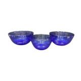 Pyrex Cobalt Blue Glass Ribbed Mixing Bowls