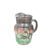 Hazel Atlas Pitcher Pink & Green Flowers